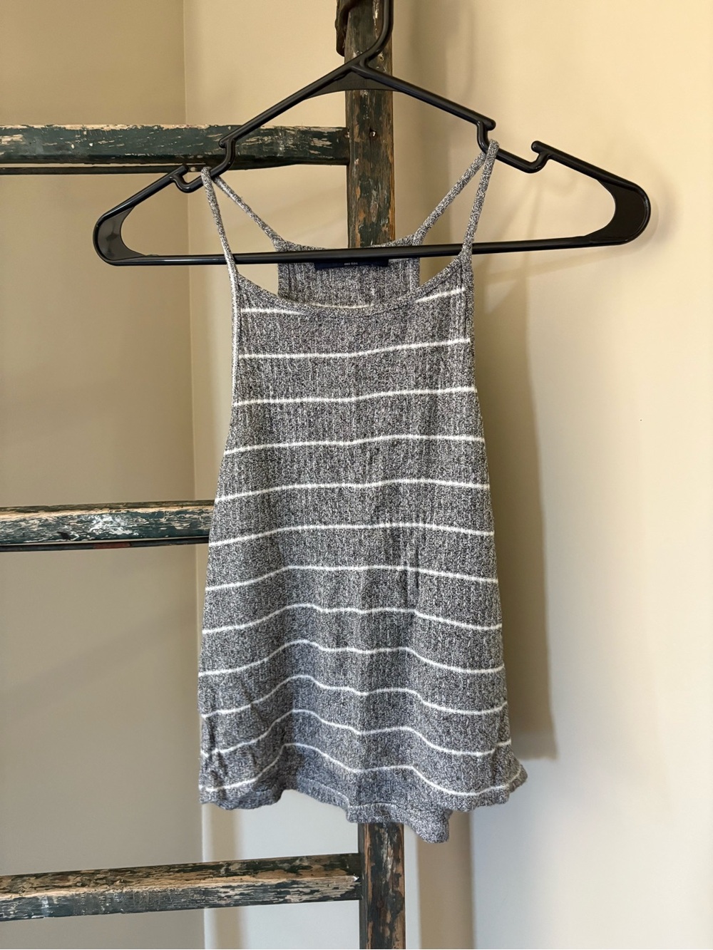 Brandy Melville Gray & White Ribbed Stripe Tank